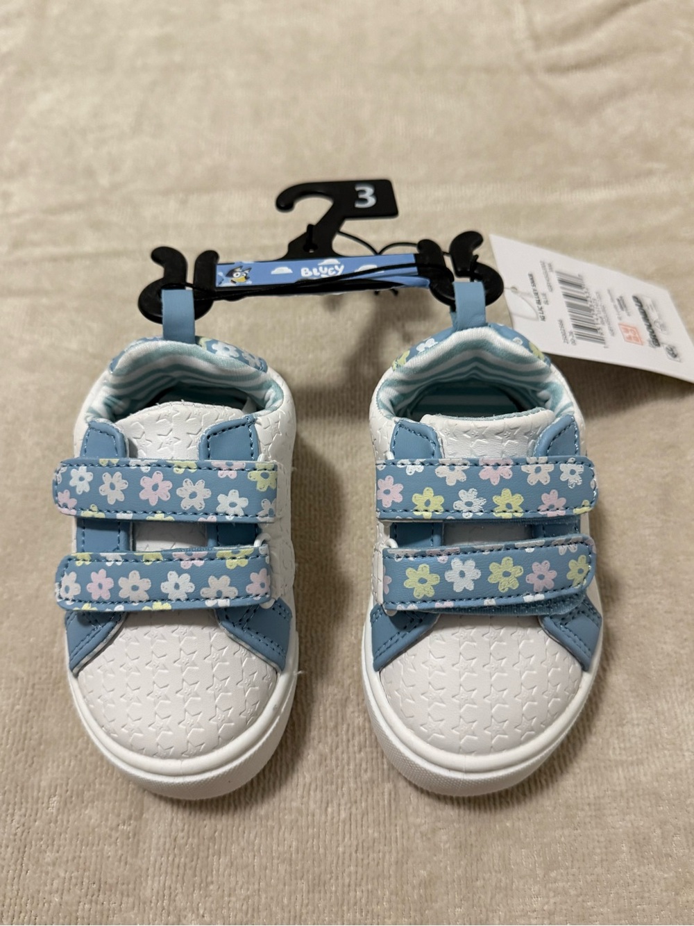 Bluey Kids Floral Strap Sneakers - Light Blue & White
